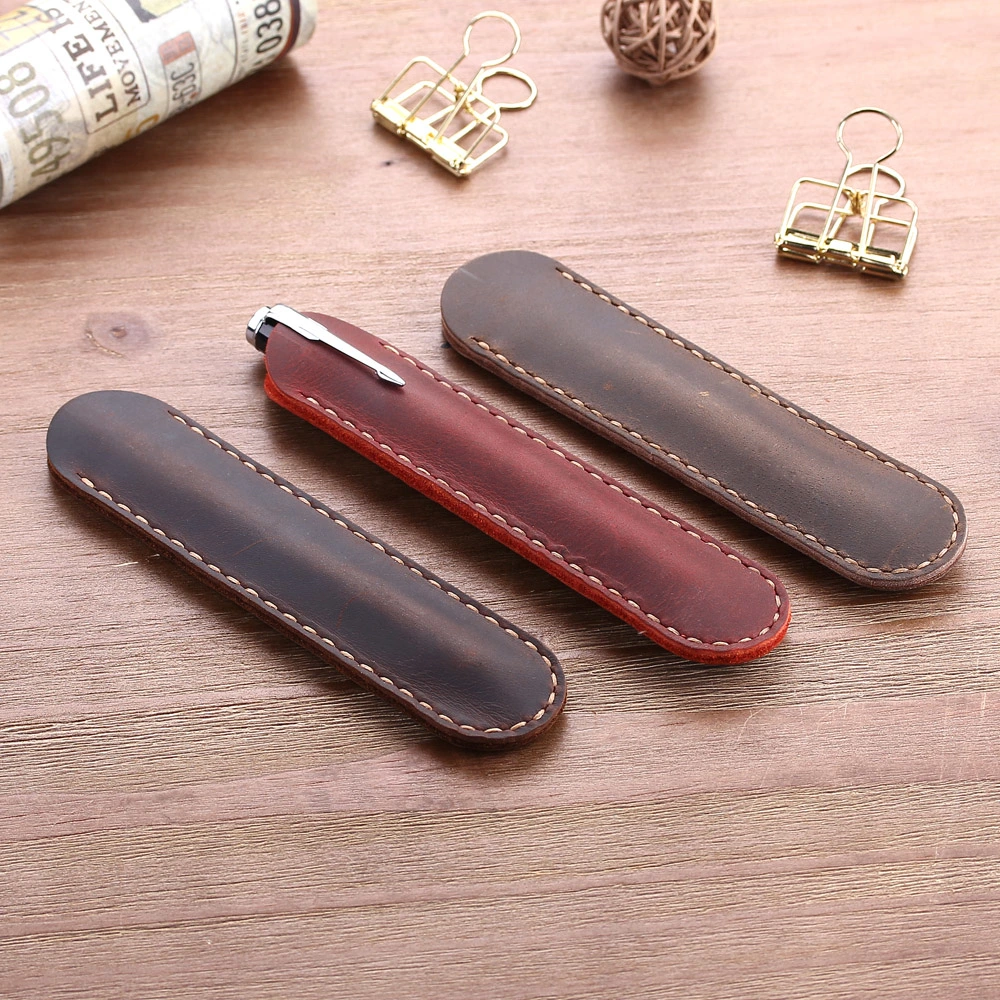 Custom Design Personalized Gift Semi-Circle Leather Pen Pouch Wholesale/Supplier Office Supply