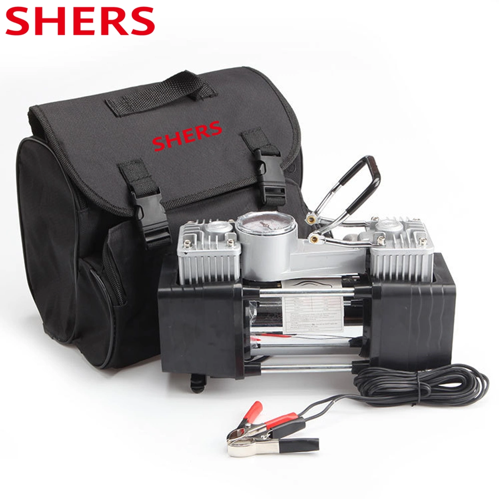 Double-Cylinder High-Power 12V Tire Inflator Mini Air Compressor