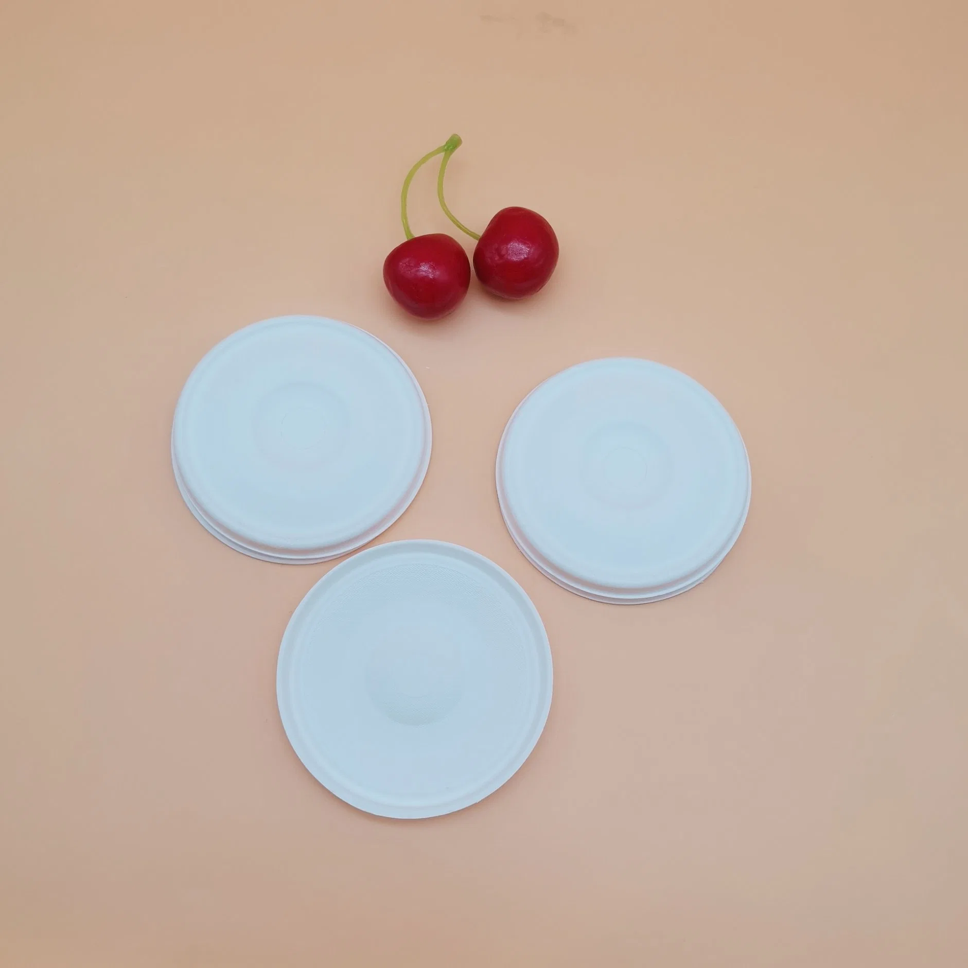 80 90 mm White Bagasse Flat Coffee Cup Lids