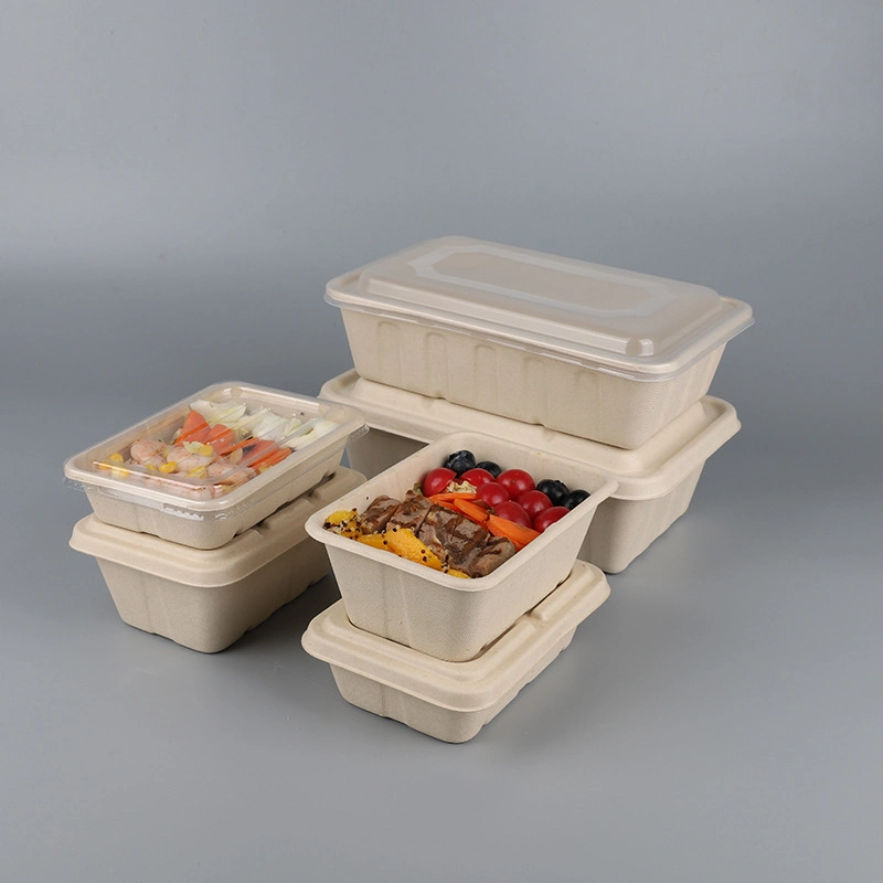 Los alimentos envases biodegradables Takeout Caja de papel ecológico envases desechables de almuerzo para llevar comida Kraft Caja de comida para llevar