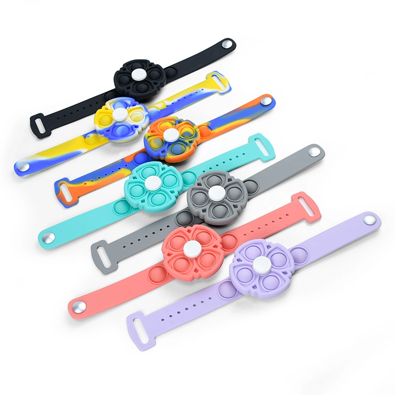 Anti Stress Rotating Silicone Bracelet Dimple Antistress Push Bubbles Bracelet Toy Kids Adult Decompression Toys