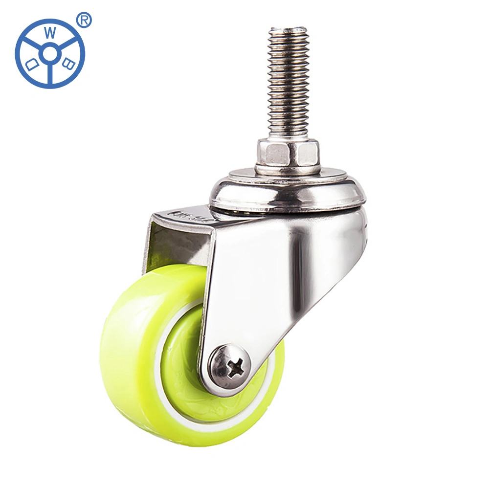 OEM Small 1.5 Inch 2inch Stainless Steel Green PU Ball Bearing Light Duty Ruedas Pesadas