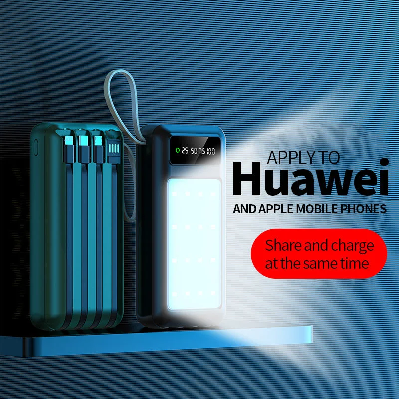 Camping Lights Power Bank 30000 mAh Power Bank External Battery with Own 4 Cables Power Bank OEM Logo