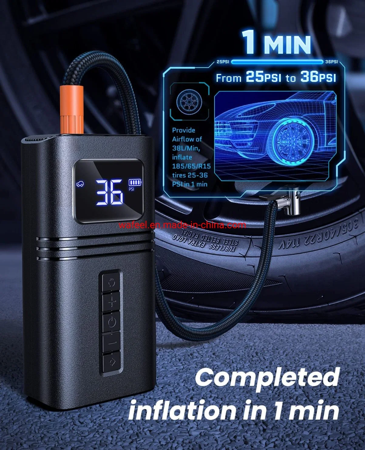 LED Night Lighting Tire Inflator Mobile Power Bank Portable Car Tire Compressor Air Pump