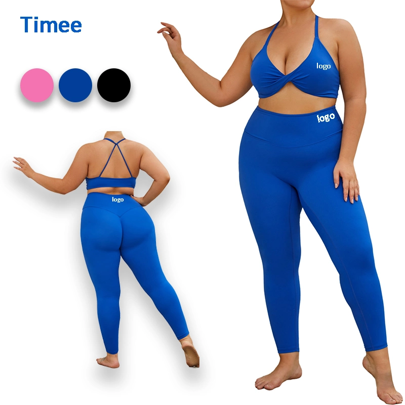 Plus-Size Yoga Suit High-Waisted Sports Leggings Bras Fitness Wear