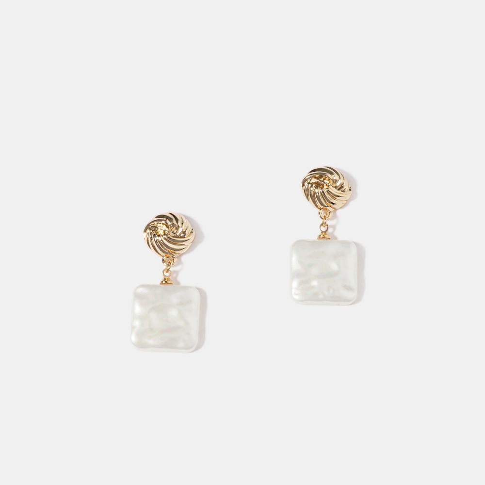 Nuevos Pendientes de aguja de plata S925 Korean Geometric simple Pearl Pendientes