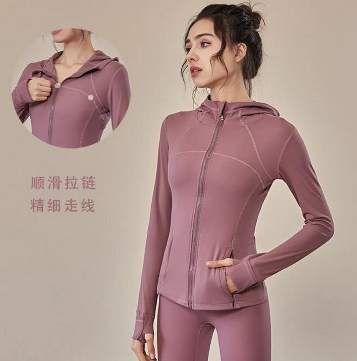 Women&prime; S Long Sleeve Zipper Slimming Bodybuilding Sport Coat