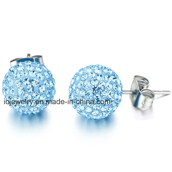 Stainless Steel Crystal Body Piering Jewelry Ball Stud Earrings