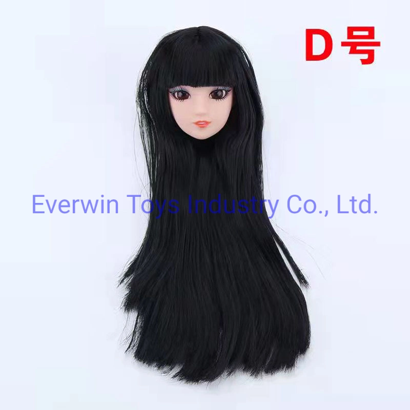 Plastic Toy Doll Accessory Black Hair Head for 1/6 Doll