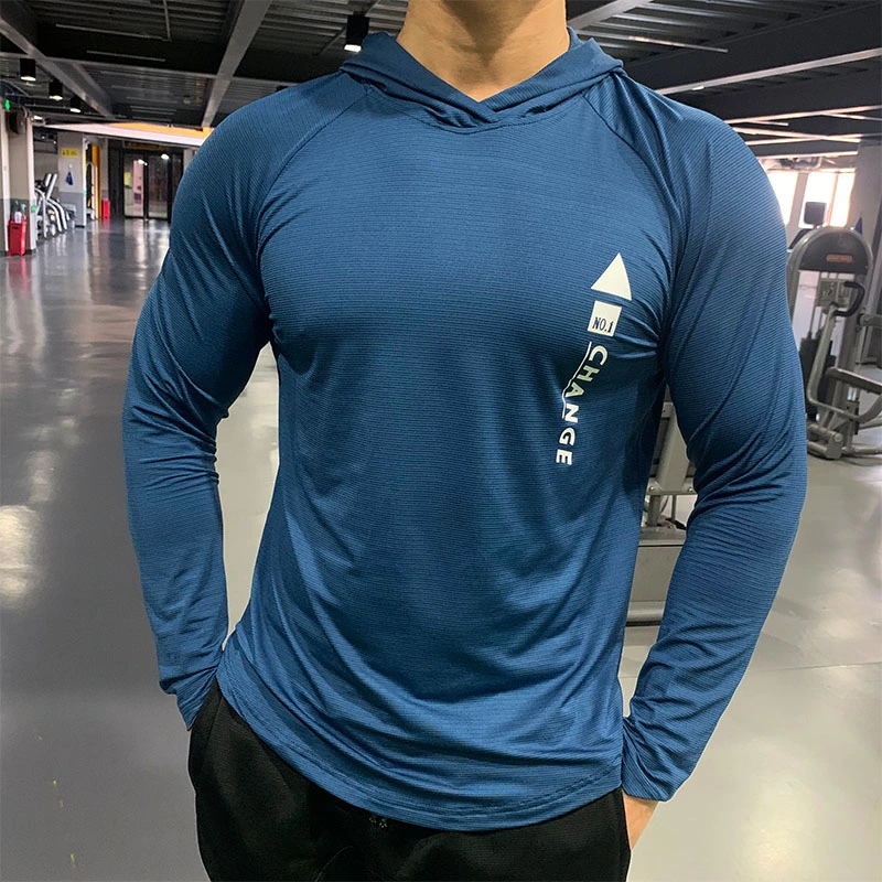 Men Sportswear Printing Hoodies Shirts Gym Clothing T-Shirt Quick Drying Breathable Shirts