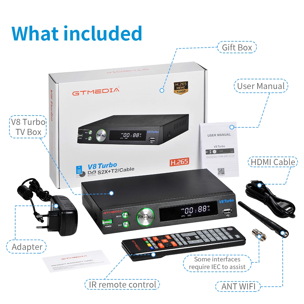 Gtmedia V8 Turbo TV Box DVB S2X T2 C Biss Auto Roll Satellite Receiver Support Youtube Watching