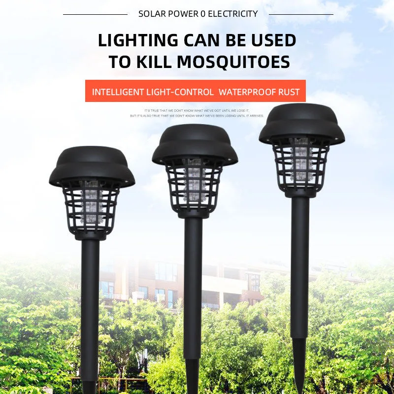 Солнечный Bug zapper Outdoor Mosquito Fly Killer Солнечный светодиодный путь Освещение грунта освещение для развала