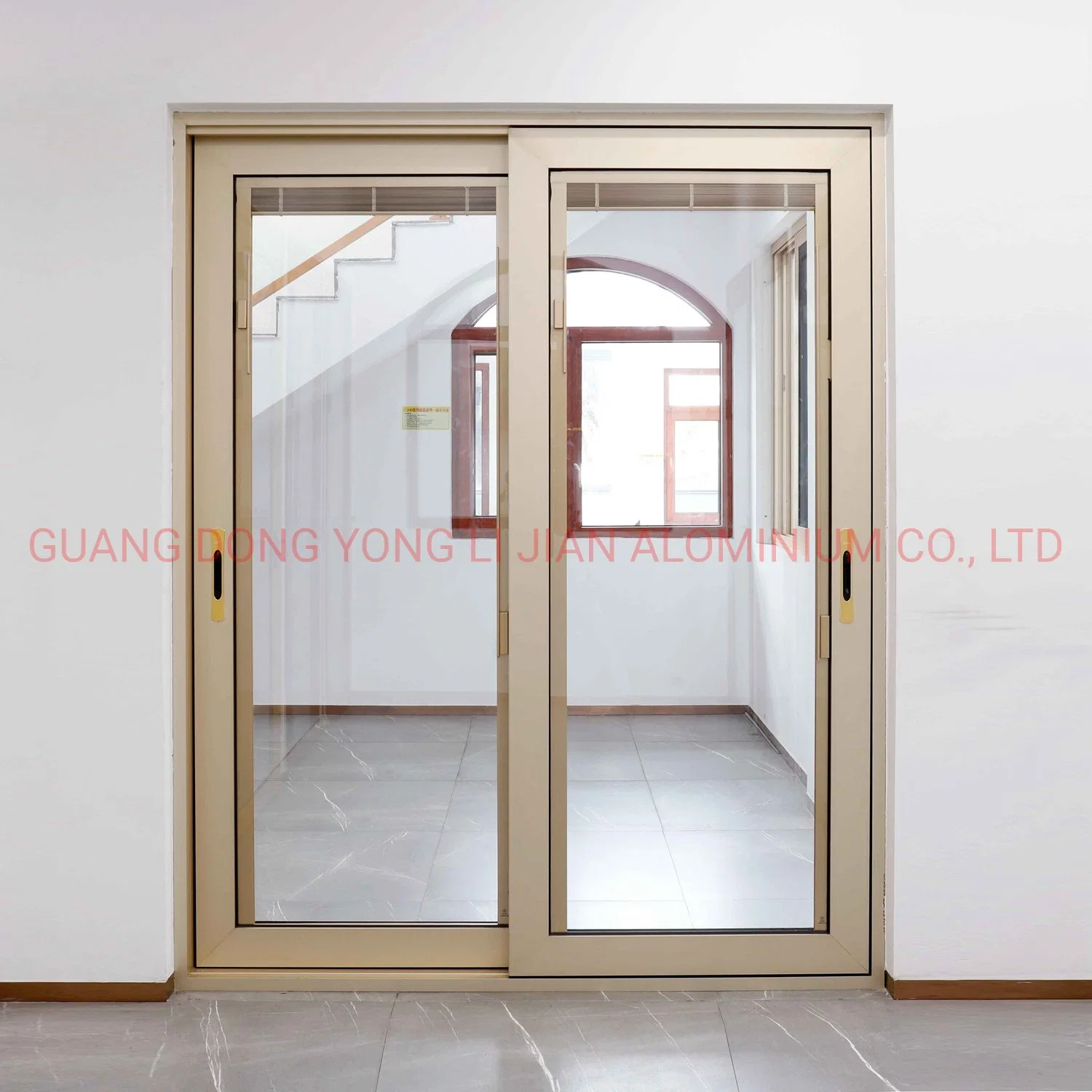 China fábrica de aluminio templado bajo E puerta corrediza de vidrio de aislamiento térmico de la puerta de Casement///colgados de apertura de puertas de aluminio plegable corrediza