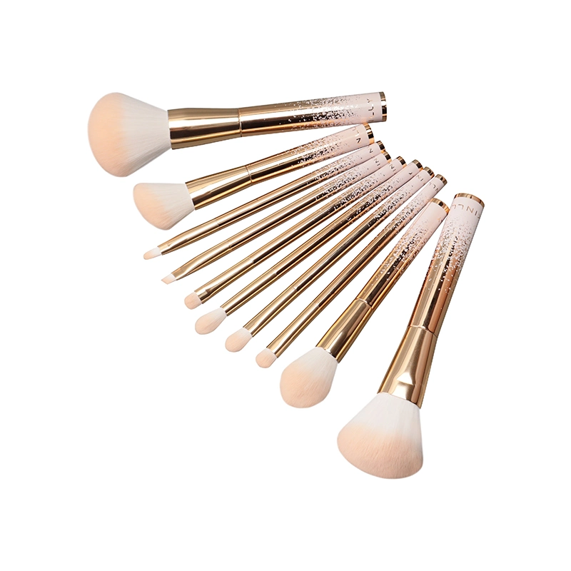 Soft Fiber Wool 10 PCS Makeup Brush Custom Multi Function Plastic Handle Professional Makeup Brushes