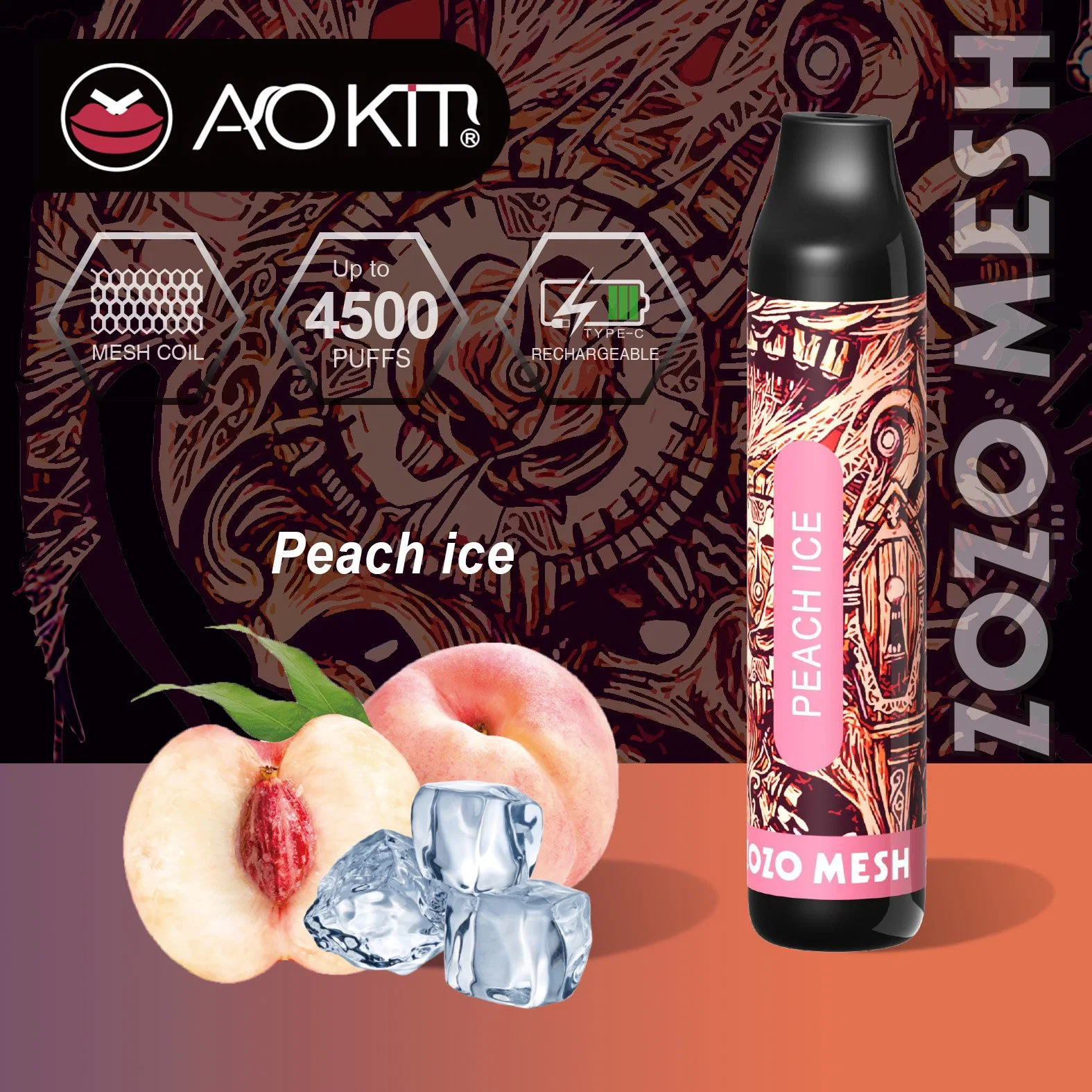 Wholesale/Supplier Disposable/Chargeable Vape Pen Aokit Zozo Mesh 4500 Puffs