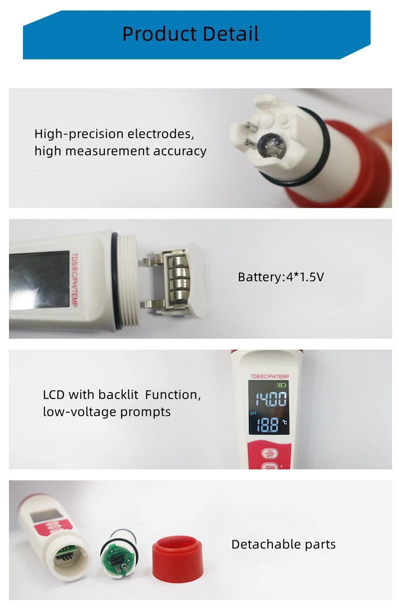 Amazon Hot Sale pH Meter Big LCD Digital pH Meter for Drinking Water High Precision pH Water Tester