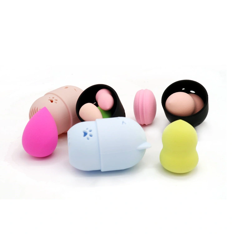 Portable Travel Capsule Makeup Puff Holder Silicone Sponge Case Holder Powder Puff