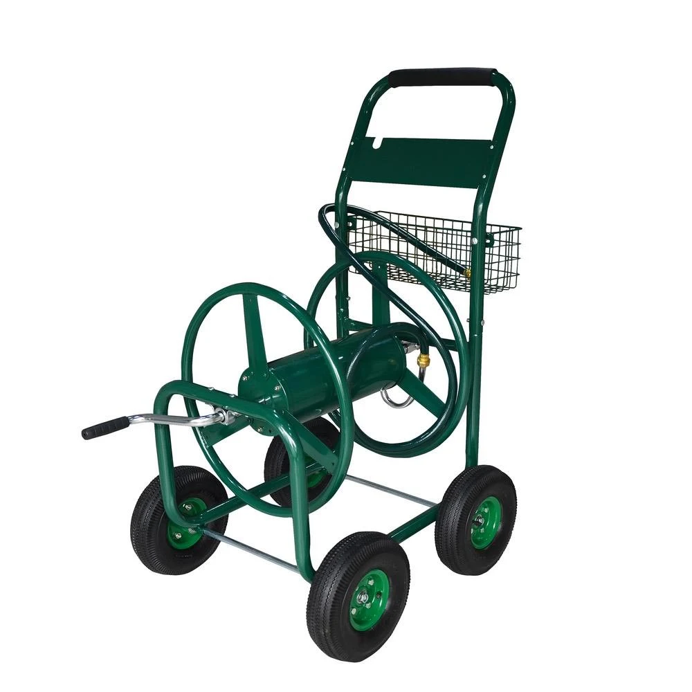 Heavy Duty Garden Hose Reel Cart for Water Garden with Basket