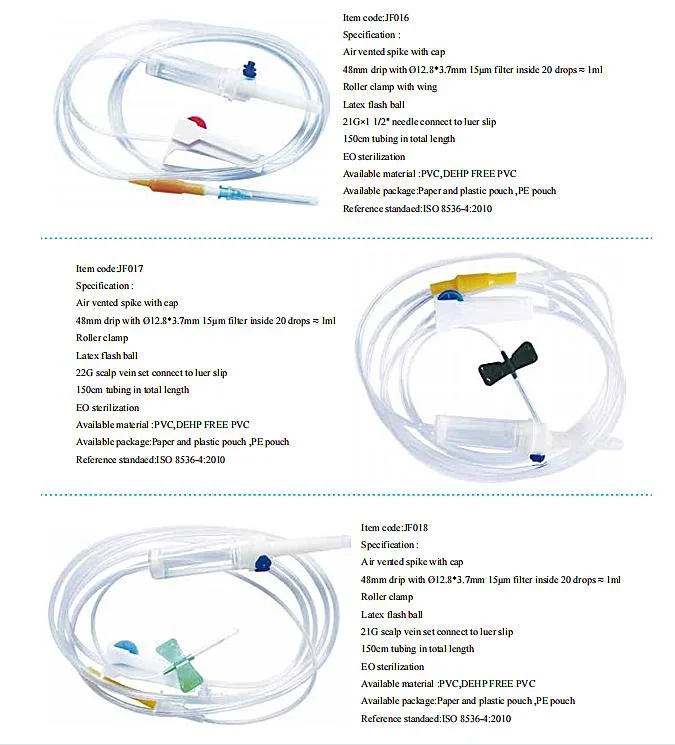 Infusionsset für Infusion Bluttransfusion mit/ohne Nadel CE ISO