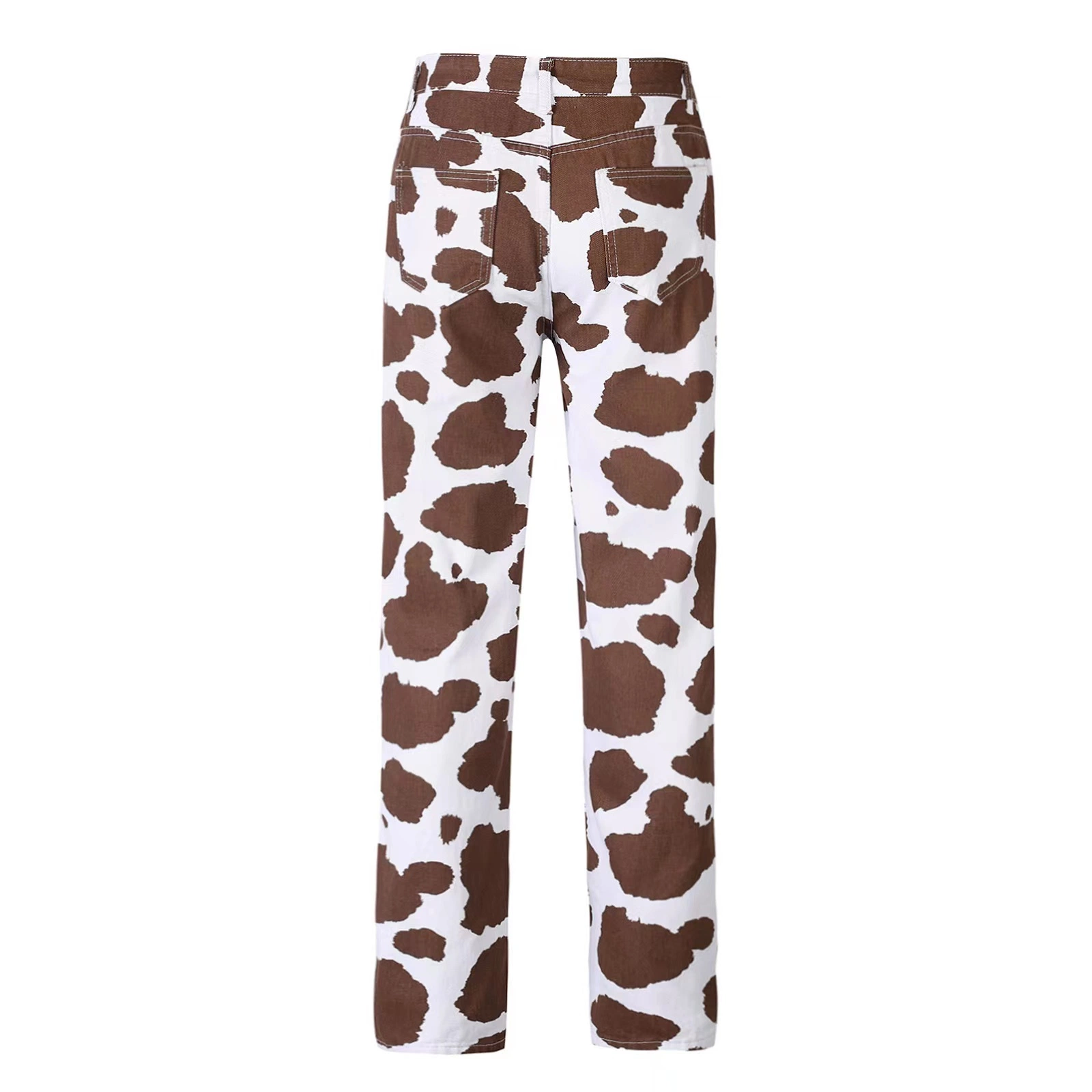 New Arrival High quality/High cost performance Fashion Cute Cow Printed Casual Straight Ladies Jean Pants