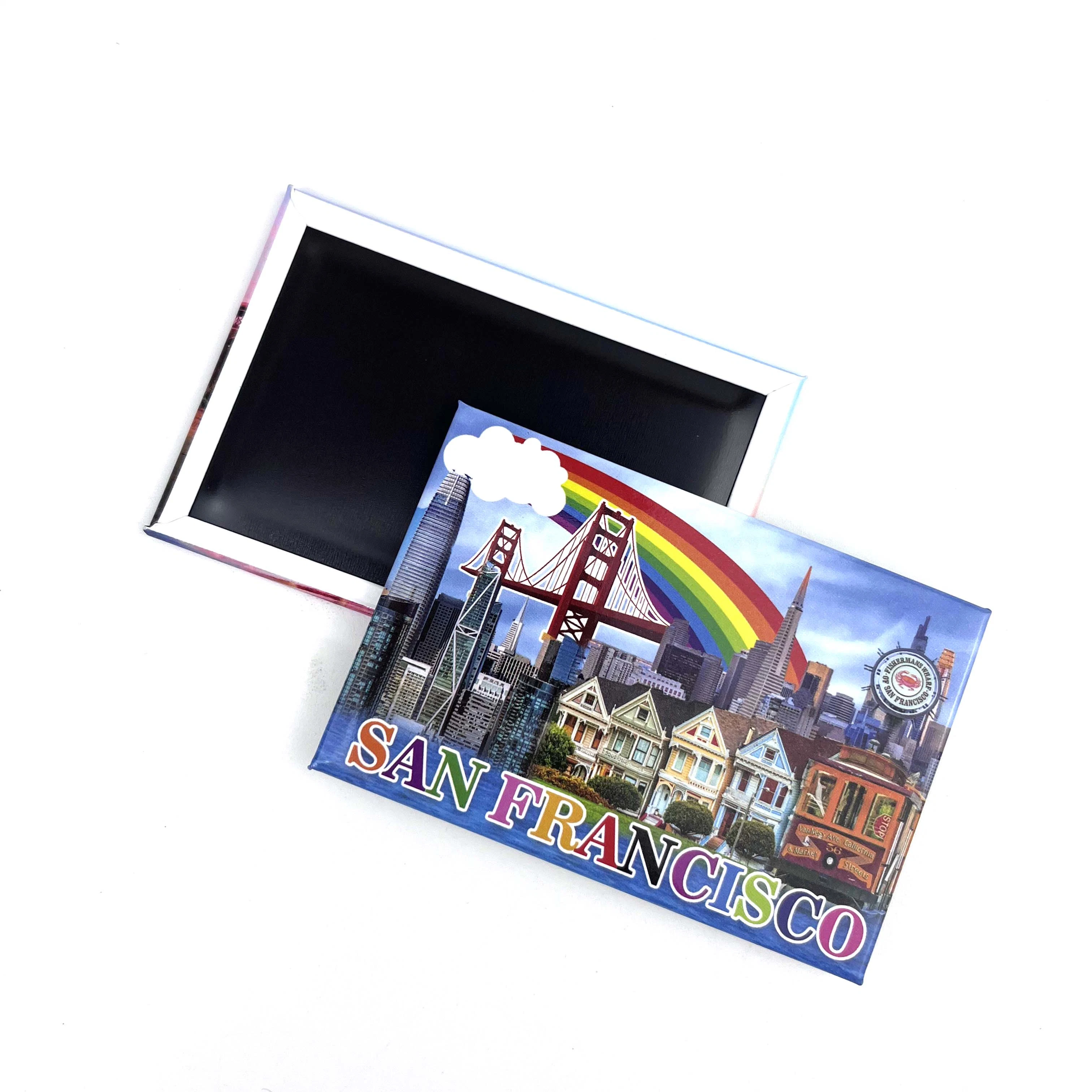 Your Design Customized Promotional Gift Metal Souvenir San Francisco Bulgaria Rectangle Tinplate Fridge Magnet