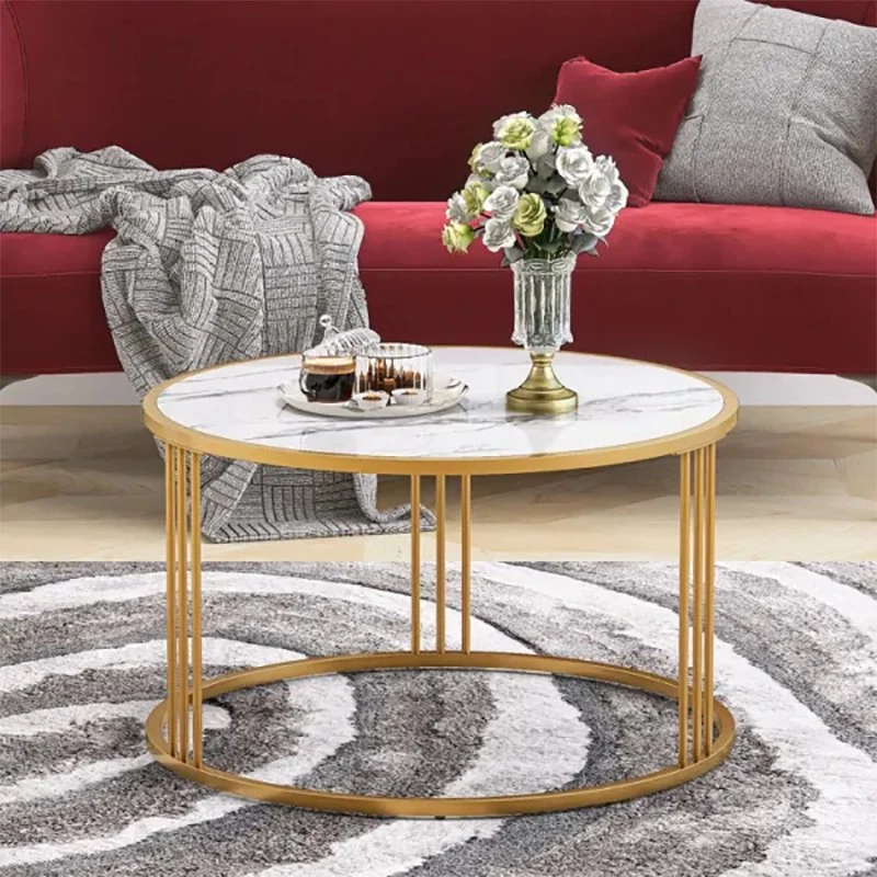 High Quality Factory Custom Leisure Table Nordic Golden Coffee Round Table Home Furniture