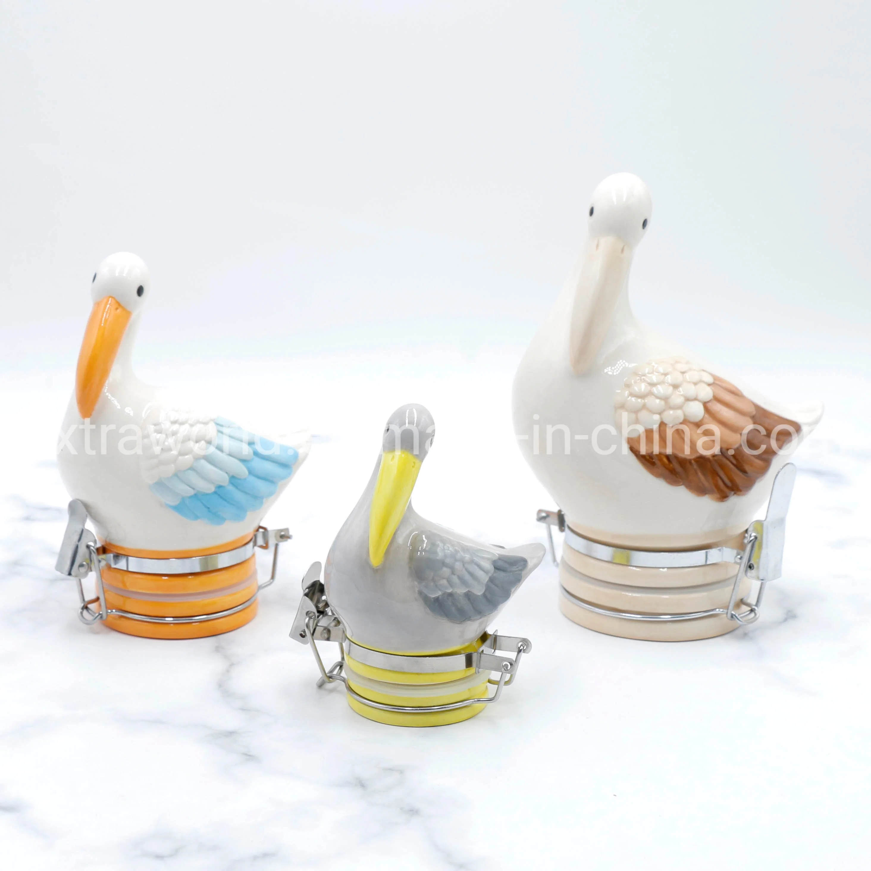 Diverse Color Water Bird Custom Design Food Storage Jar Spice Pot Candy Seal Can Kitchenware Gift