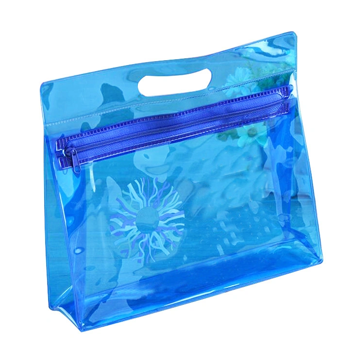 Custom Stand up Portable Cosmetic Plastic Zipper Bag Translucent PVC Package Bag