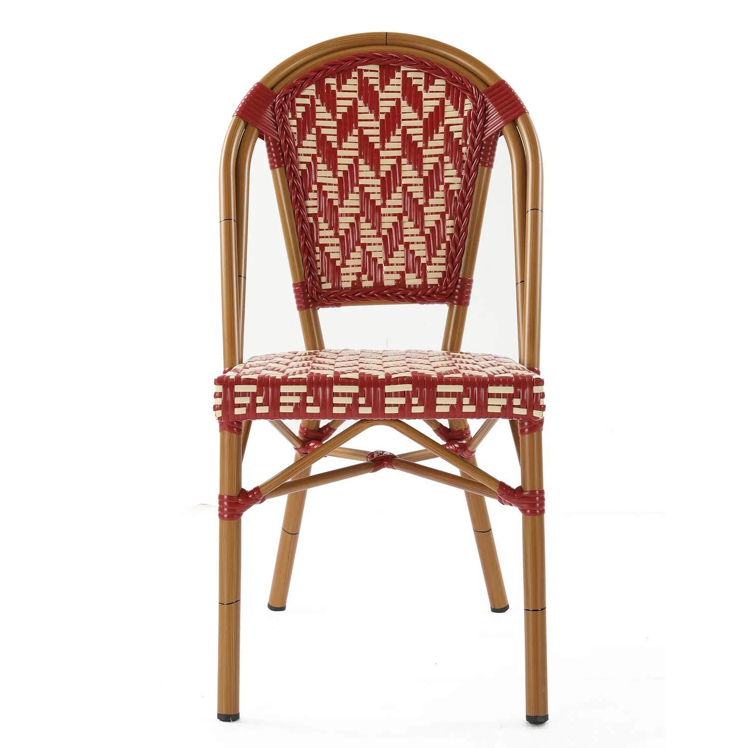 Intérieur en extérieur finition bois français d'osier Retour en rotin tissé ensemble chaise de salle à manger