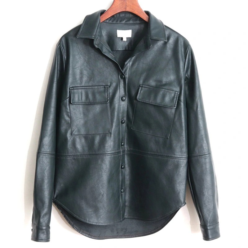 Sheepskin Leather Blazer Coats Wholesale Bomber Washed Jacket PU Shirts