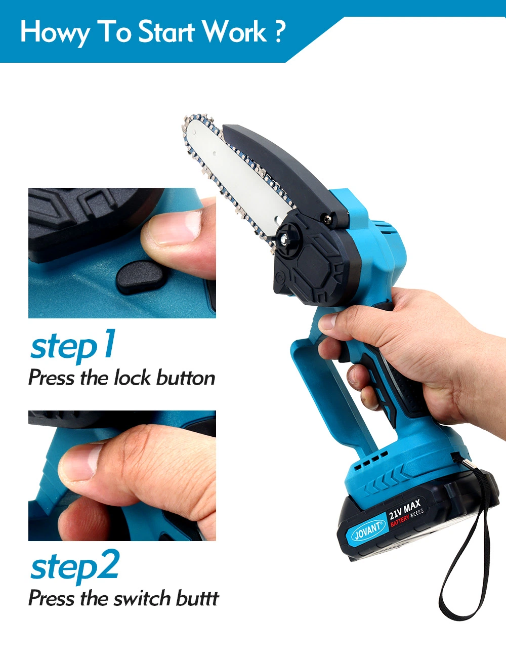 6 Inch Mini Tree Cutter Power Tool Handheld Electric Cordless Chainsaw