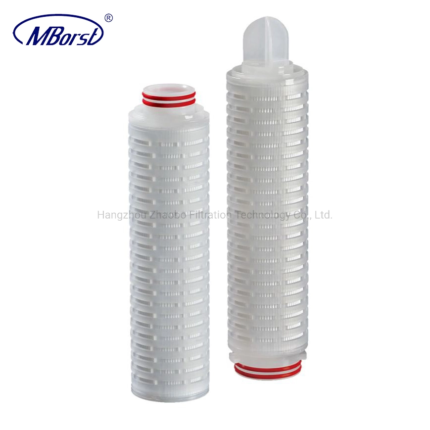 RoHS Approved Filter Cartridge Manufacturer 0.1/0.2 Micron Pleated N66 Filter Element for Mineral Water Liquor Filter Terminal Filtration of Dye Ink 10/20"