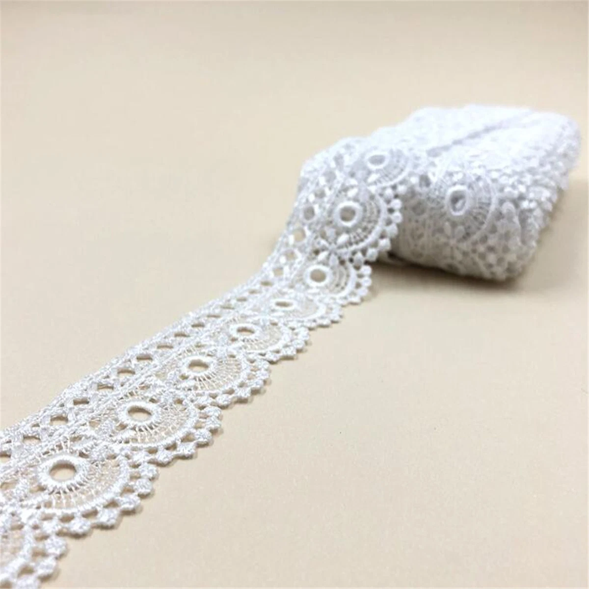 African French Embroidery Lace Fabric White Guipure Embroidered Lace