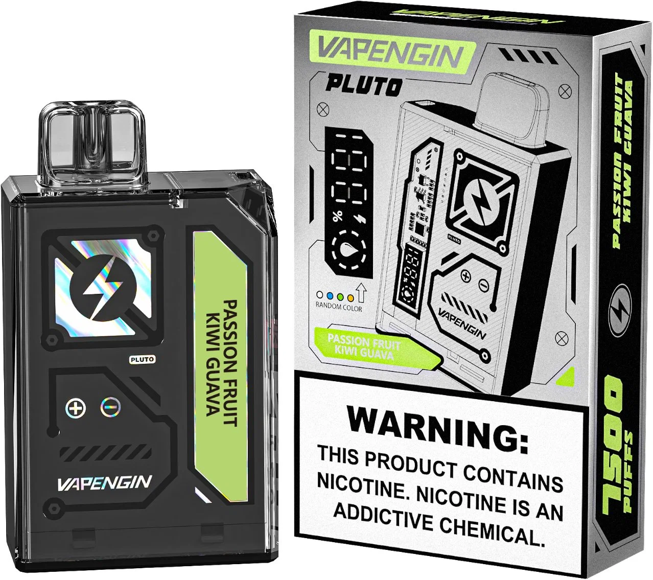 USA Vente à chaud Vapenlin Pluton 7500 puffs Vape LED jetable Témoins de l'écran capacité liquide et bobine de maillage de puissance de la batterie