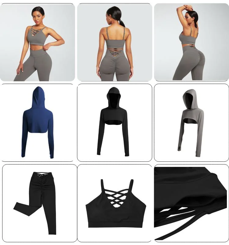 Wholesale/Supplier Women Custom Logo 3 Pieces High Waist Leggings Fitness Yoga Suit Jogging Suit Women Clothing Sportswear Tracksuits