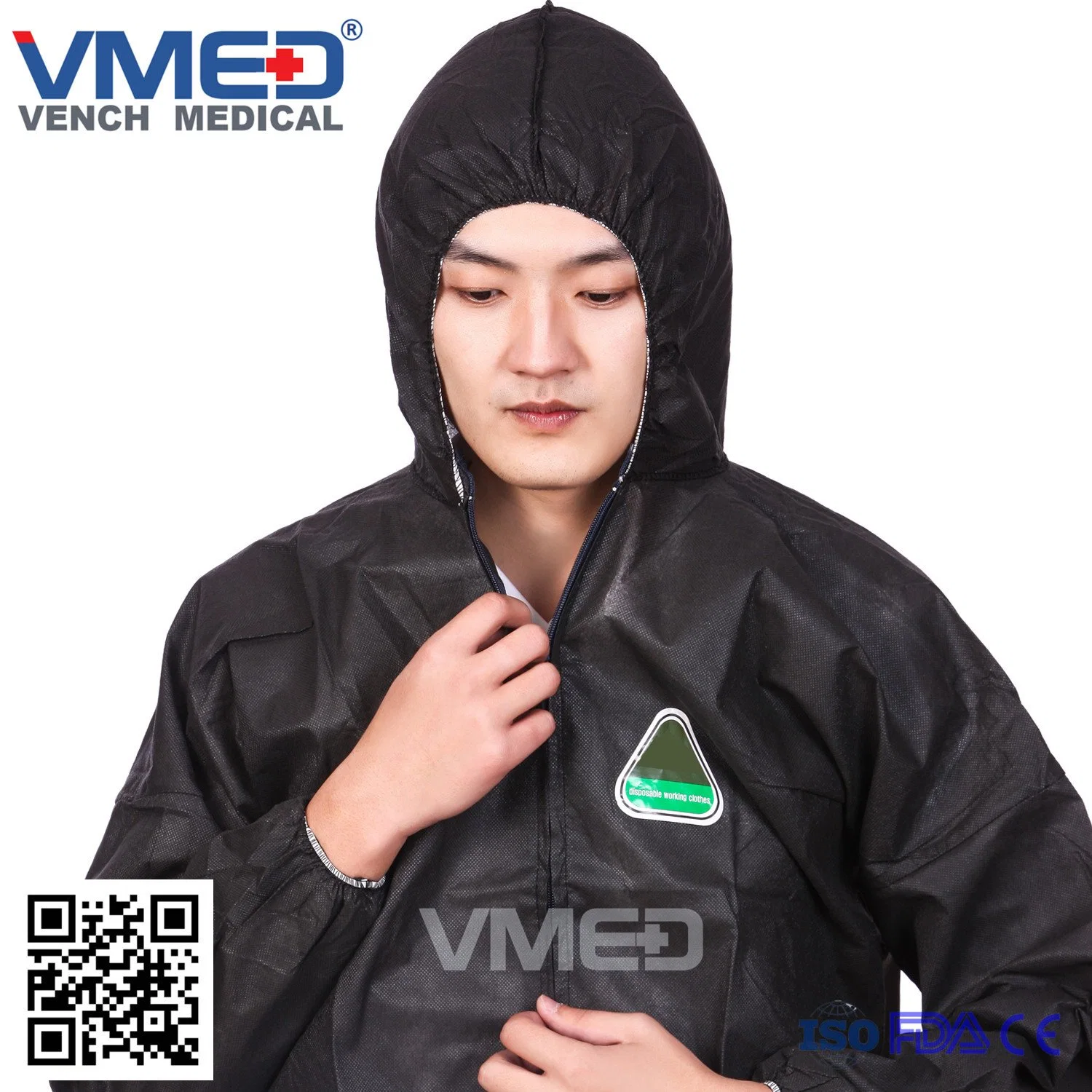 2019 Most Popular Black Disposable Protective Goverall, Disposable SMS Industry/ Laboratory Safety Coverall, Work Clothes for Industry /Laboratory