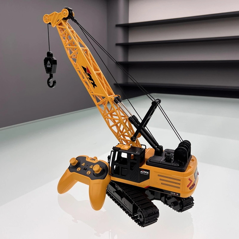 Tombotoys Wholesale 8-Channel Remote Control Construction Vehicle Tower Crane Hoist Dragline Engineering RC Toy Remote Control Crane Toy with Light