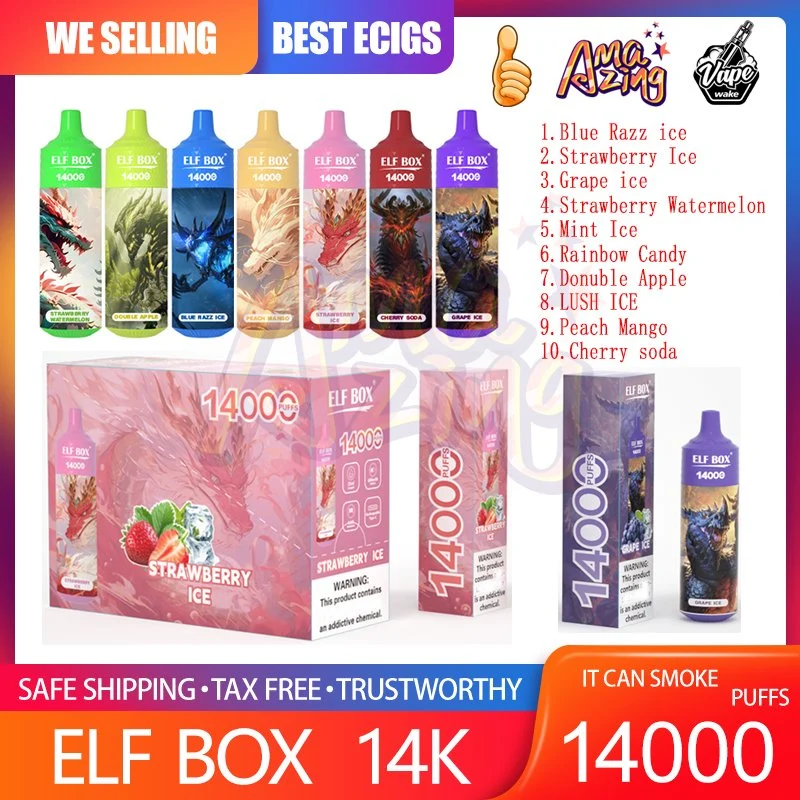 Super calidad Elf Box 14000 Puff E Cigarette recargable desechable VAPE 0% 2% 3% 5% 10 sabor líquido 25ml&amp;Caja Elf 14K Puffs