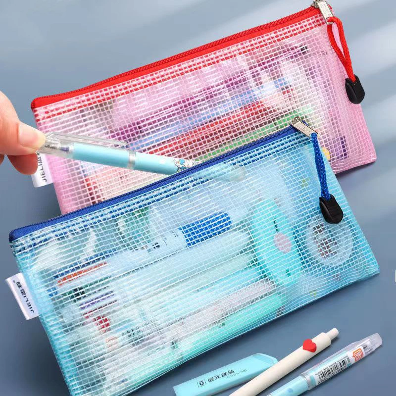 Mesh Document Bags Plastic Zipper Bags Durable for Schools, Offices, and Travel Accessories Waterproof Mesh Zipper Pouch