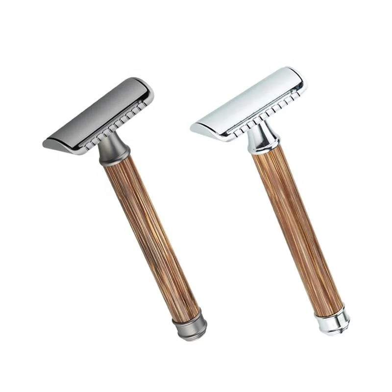 D670 Eco friendly asa de bambú Classic Double-Edge navaja de afeitar de seguridad de 3 piezas