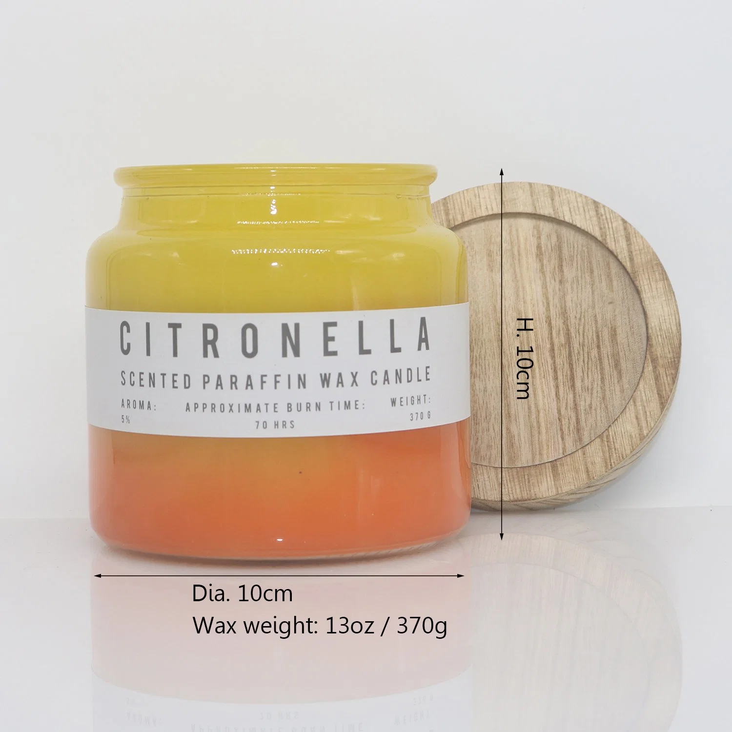 Дешевые открытый Citronella Jar при свечах с крышкой из дерева и градиент Цвет покрытия