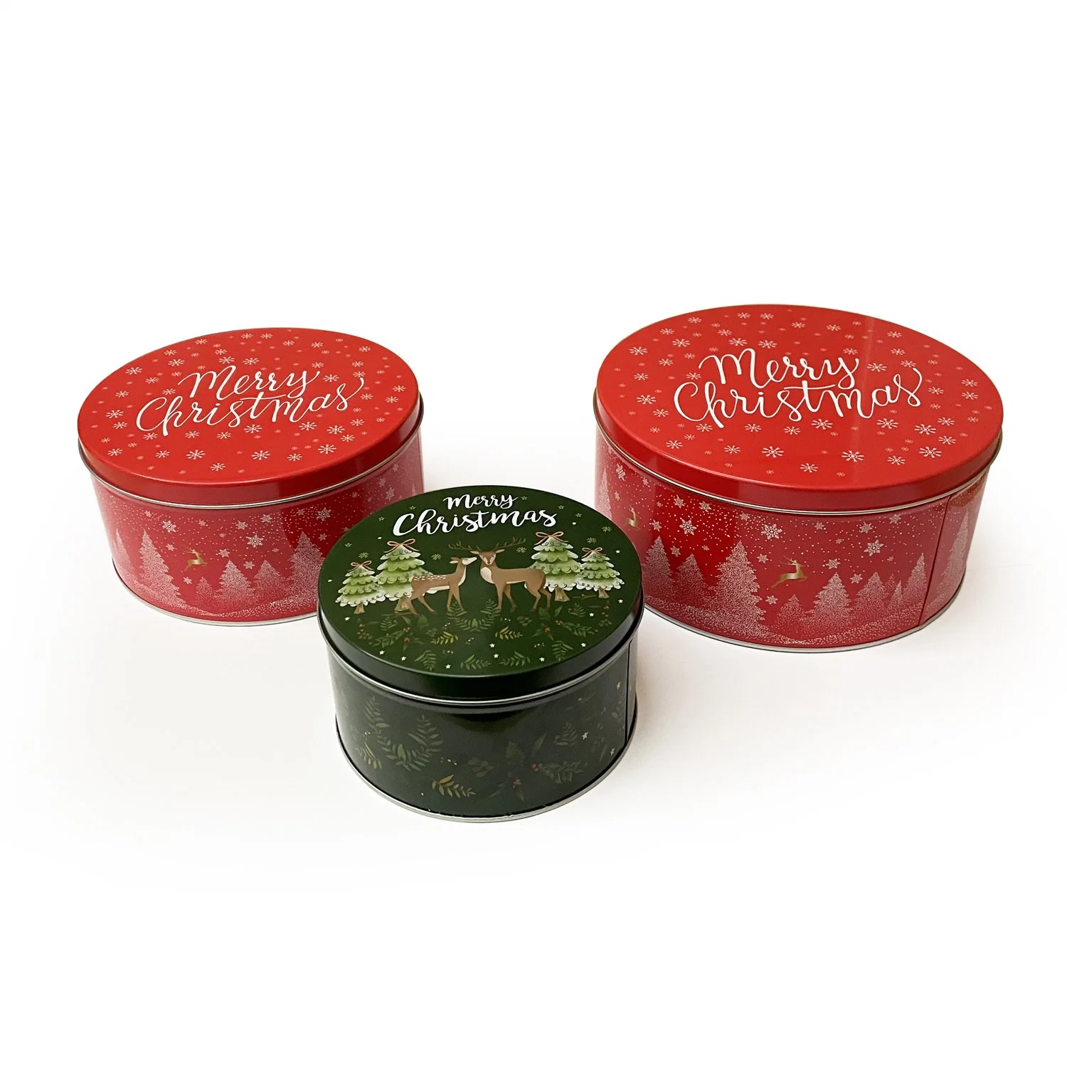 Popular Round Tin Can Candy Christmas Metal Gift Box Set