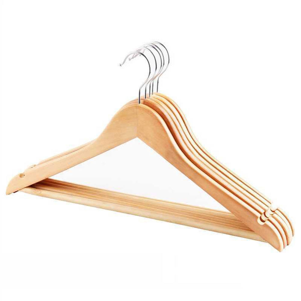 A Grade Wooden Top Clothes Hangers with Wood Pants Bar in Natural/Dark Brown/Red Mahogany/Cherry/Walnut/White/Black for Adult/Kids Shirt/Coat/Suit/Skirt/Blouse