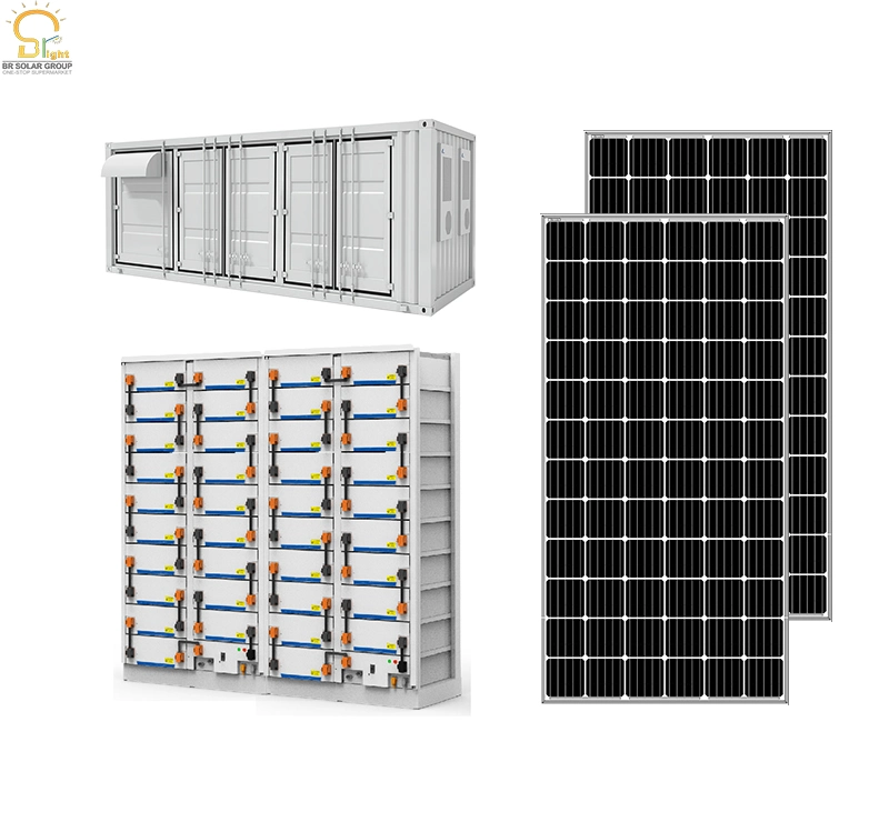 Contenedor industrial Solar renovable On/off sistema de almacenamiento de energía de suministro de red Panel Energía Fotovoltaica Inicio Inversor sistema monocristal con iluminación CE