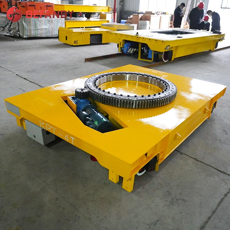 Carga pesada Busbar Powered Flat-Board On Rail Ferry Transfer Cart