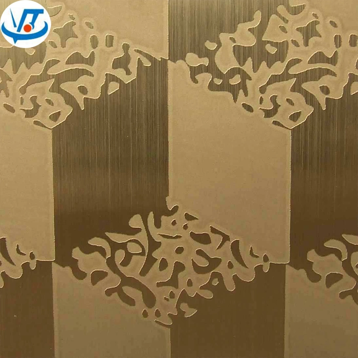 Rose Golden Finish Etched Stainless Sheet 201 304 with PVC Film