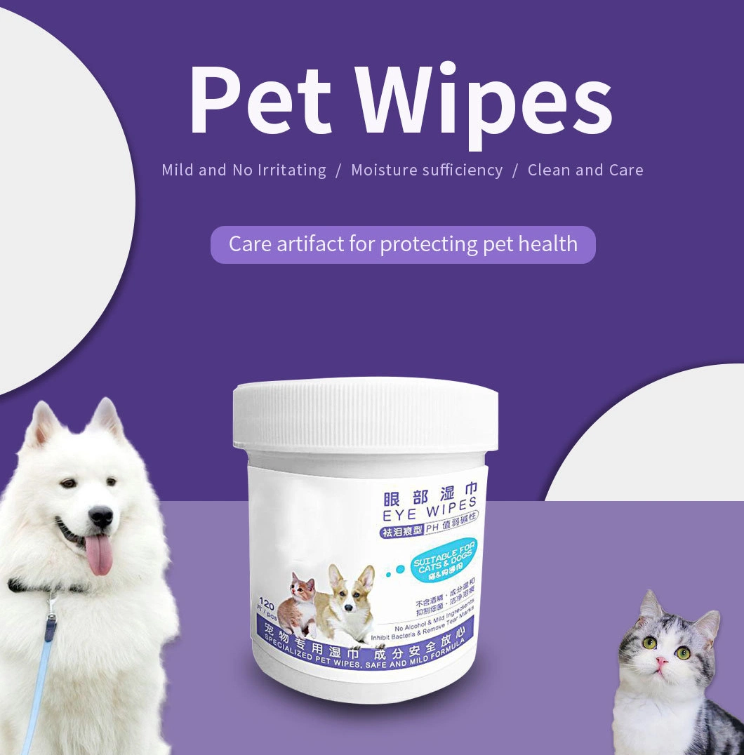 Pet Alcohol-Free Productsoem désodoriser nettoyage antiseptique de toilettage pour animaux de compagnie chien chat lingettes accessoires pour animaux de compagnie