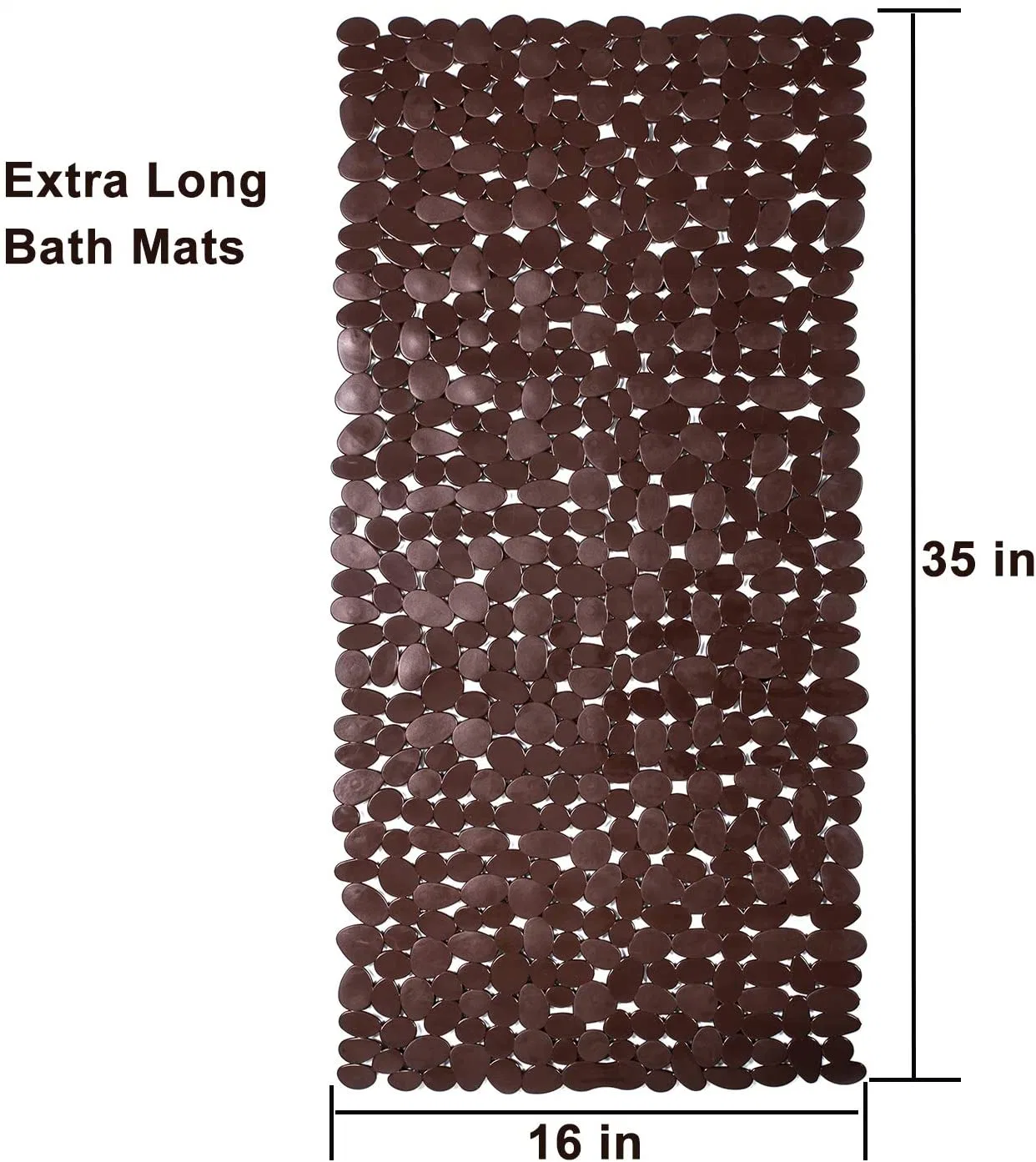 Bathtub Mat, 35 X 16 Inches Non Slip Bath Mat for Shower Tub with Drain Holes and Suction Cups, Machine Washable Bathroom Mats (Brown)