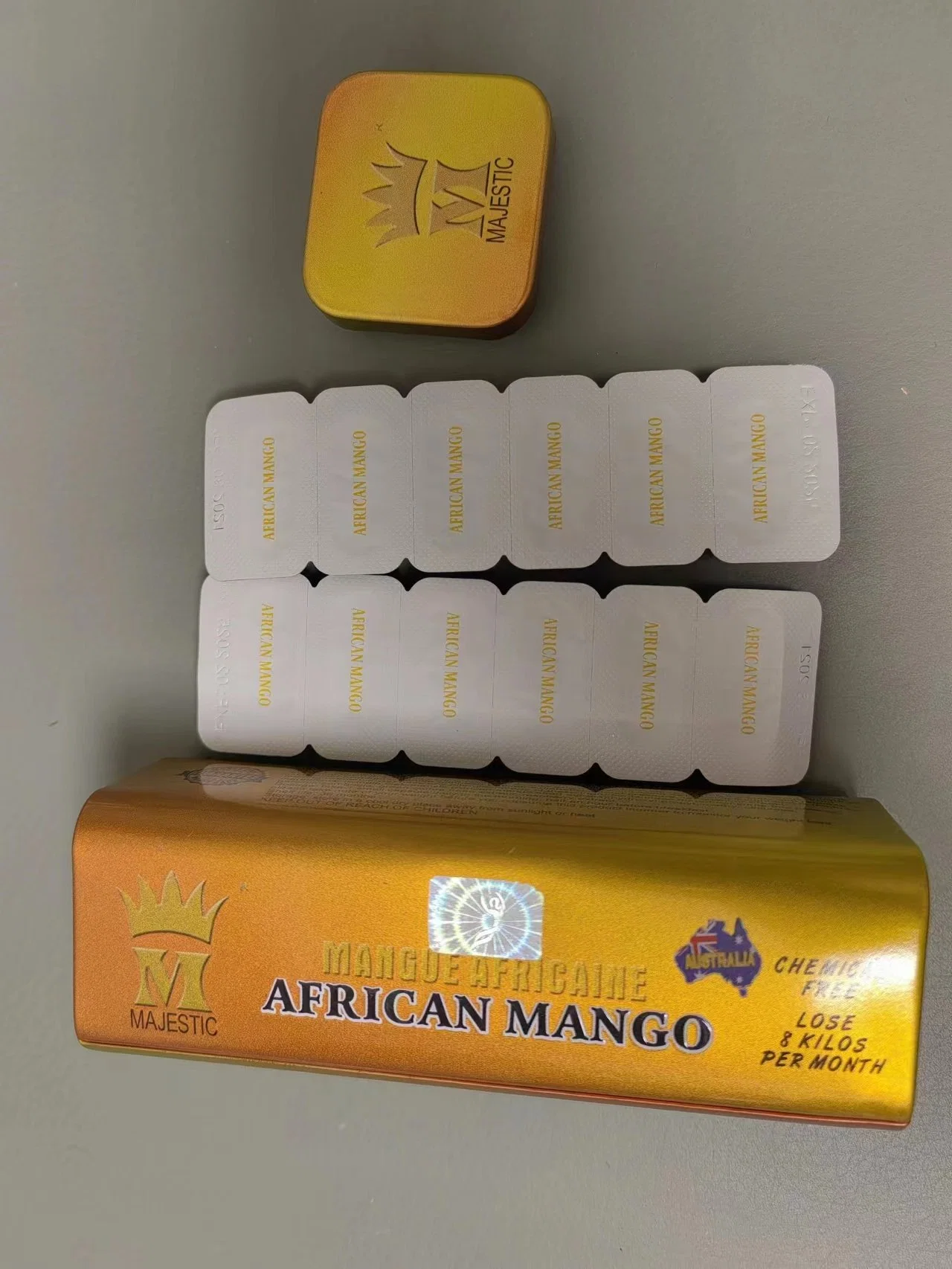 Cápsulas de pérdida de peso de mango africano Cápsulas adelgazantes Caja larga de hierro