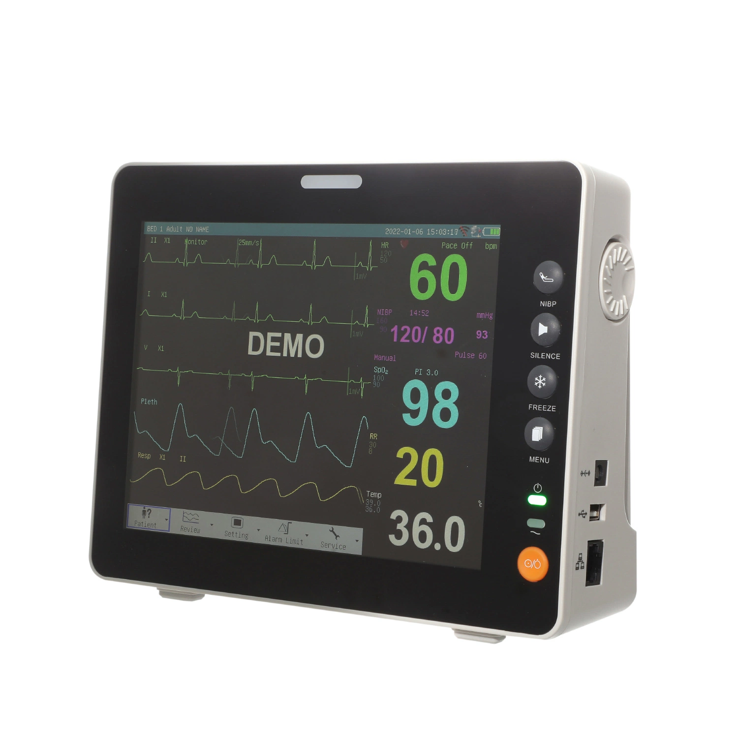 Dispositivo médico 15 Polegadas barato portátil Multi Parâmetro (seis parâmetros) Monitor de Paciente